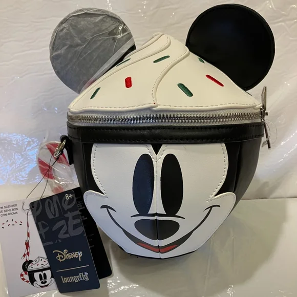 New Loungefly Disney Mickey Mouse Hot Cocoa Cup Mug Crossbody Bag - Picture 9 of 11